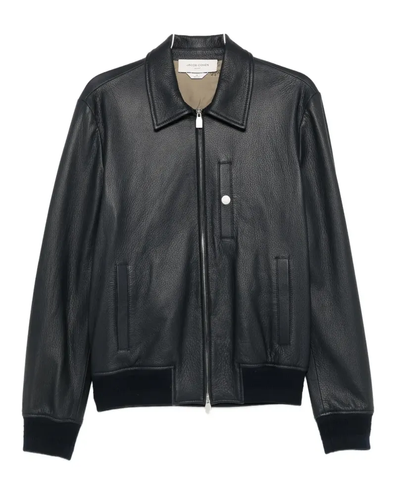 Jacob Cohën pebbled leather jacket - Schwarz Schwarz