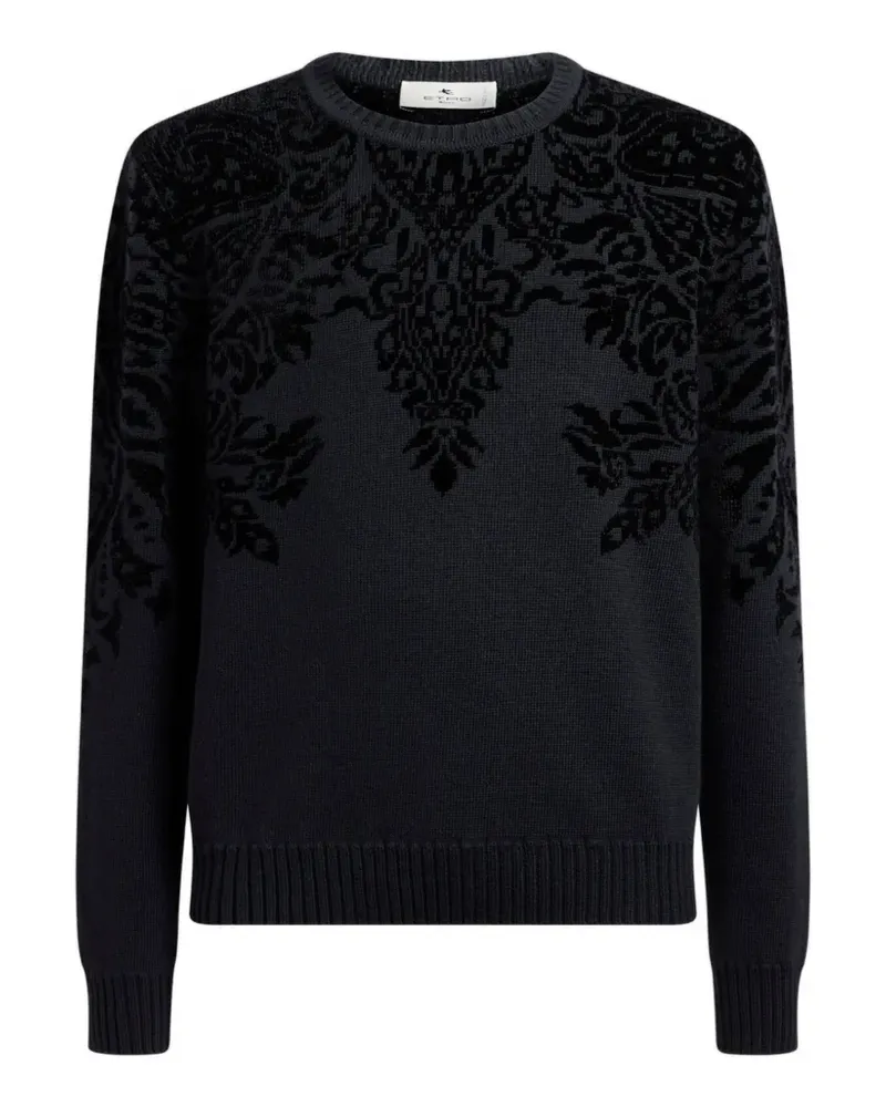 Etro wool-blend jacquard sweater with chenille-motif - Blau Blau