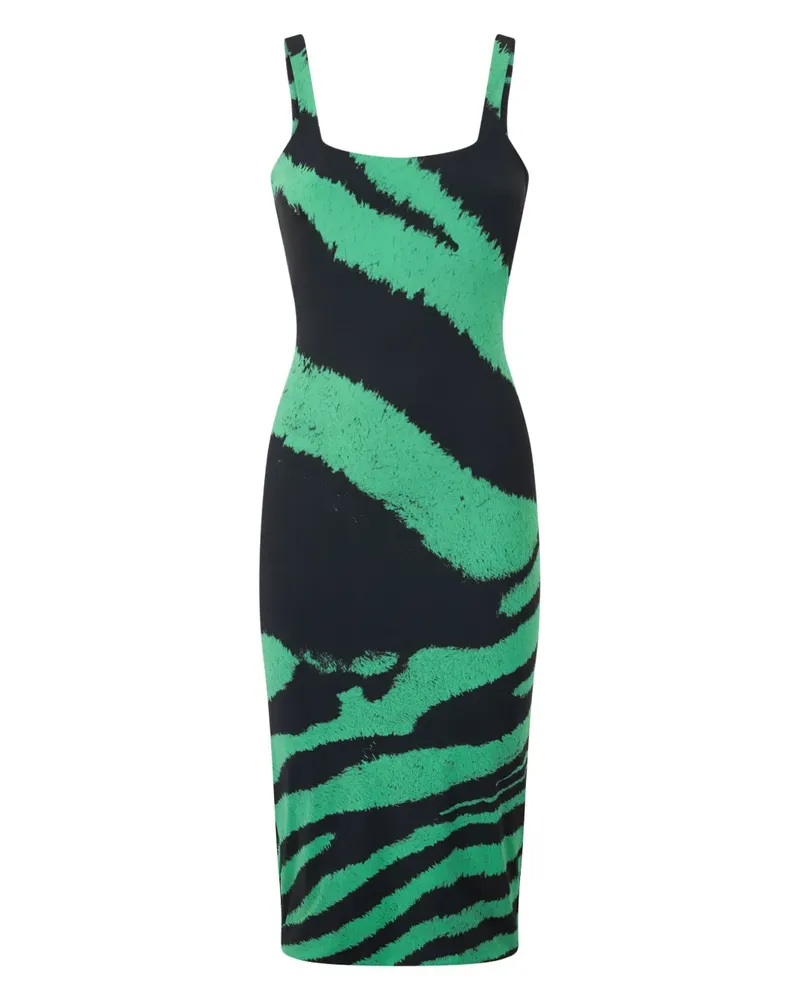 Roberto Cavalli Midikleid mit Zebra-Print - Grün Grün