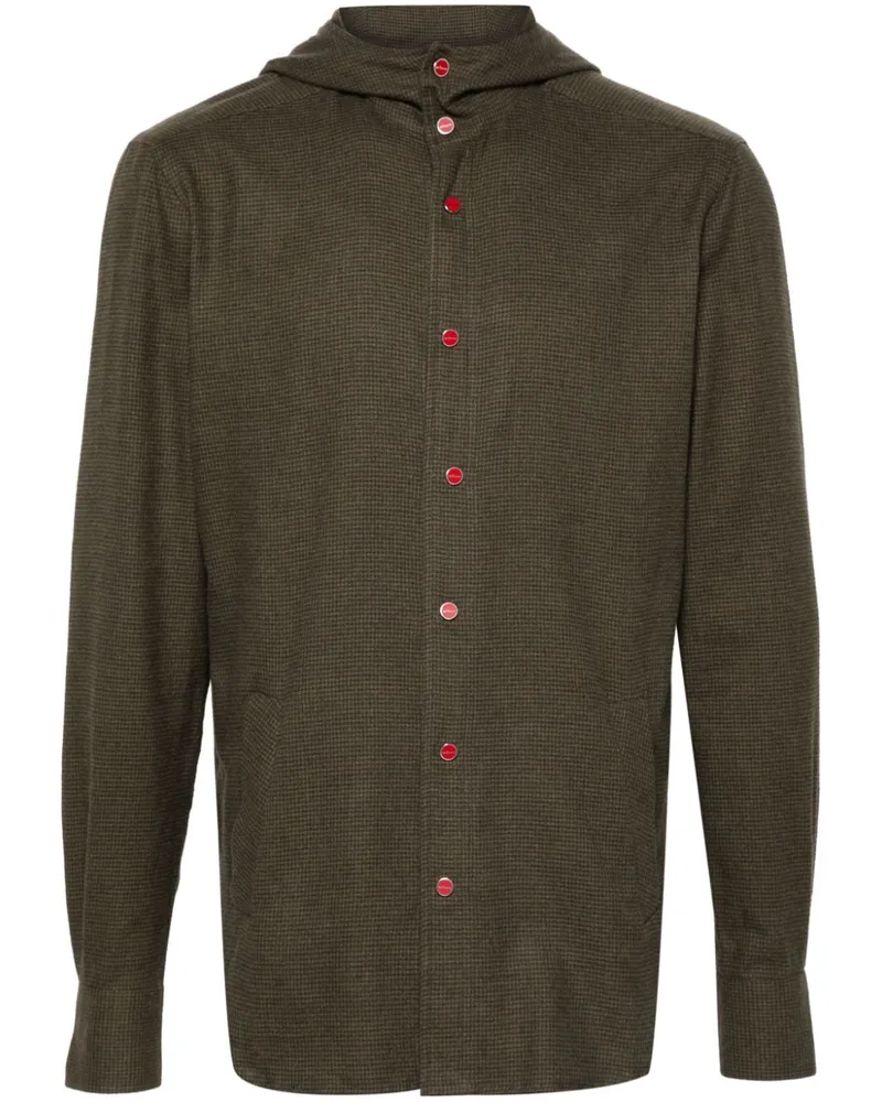 Kiton Hoodie mit Hahnentrittmuster - Grün Grün