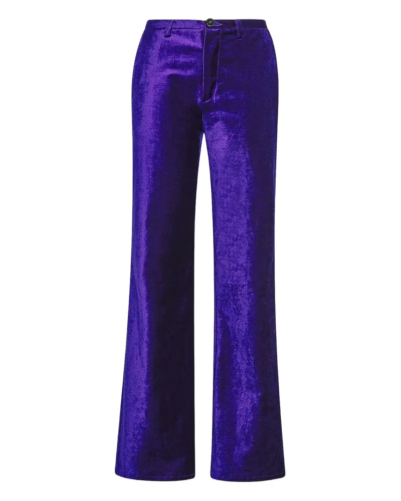 forte_forte velvet-texture flared trousers - Violett Violett