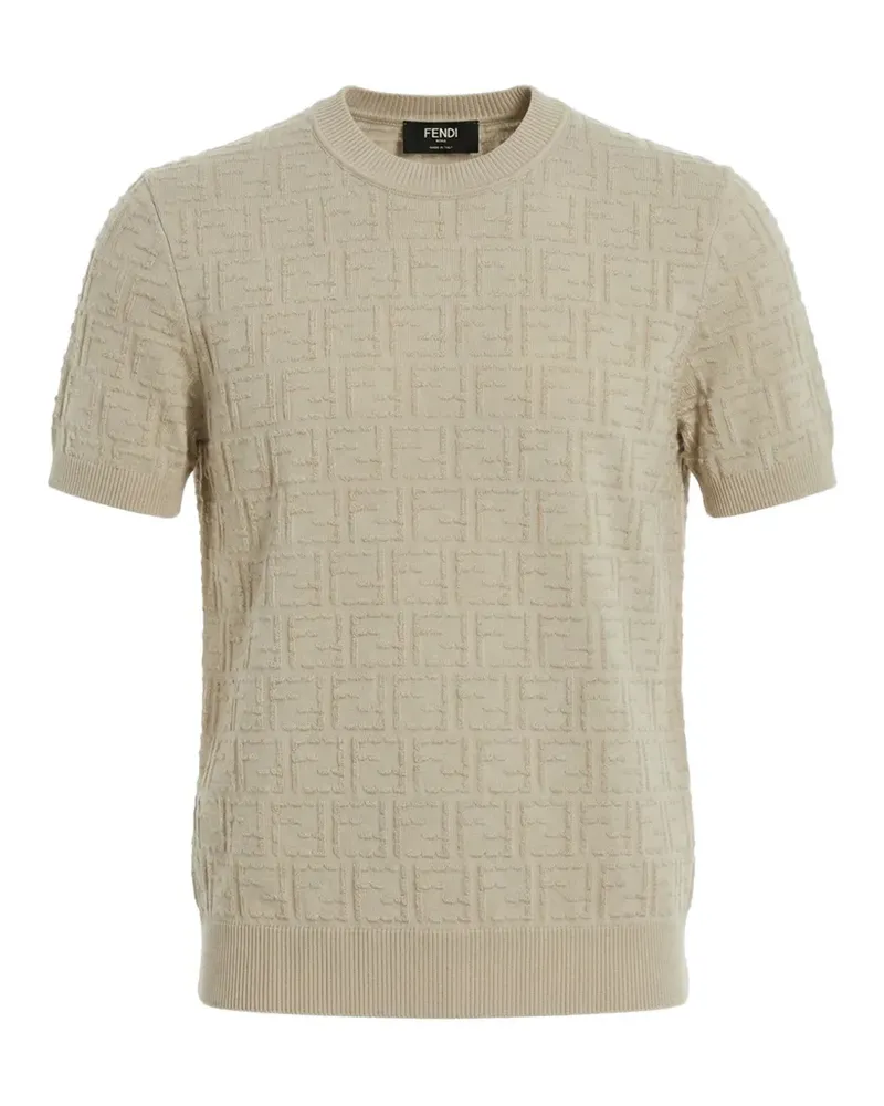 Fendi T-Shirt mit FF-Muster - Nude Nude