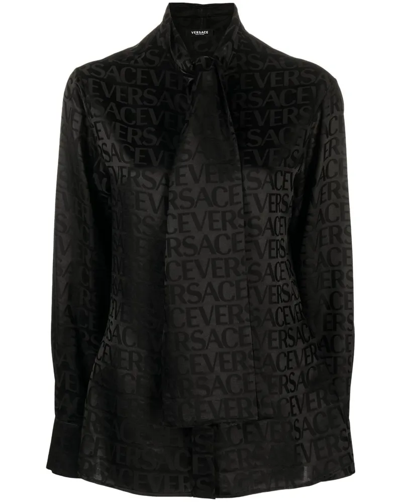Versace Allover scarf-tie shirt - Schwarz Schwarz