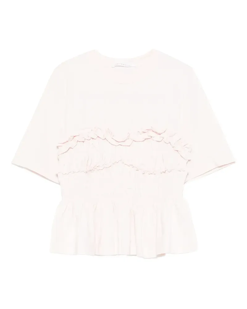 Cecilie Bahnsen ruffled shirred T-shirt - Rosa Rosa