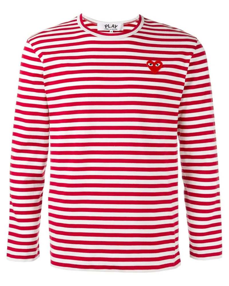 Comme des Garçons Gestreiftes Langarmshirt Rot