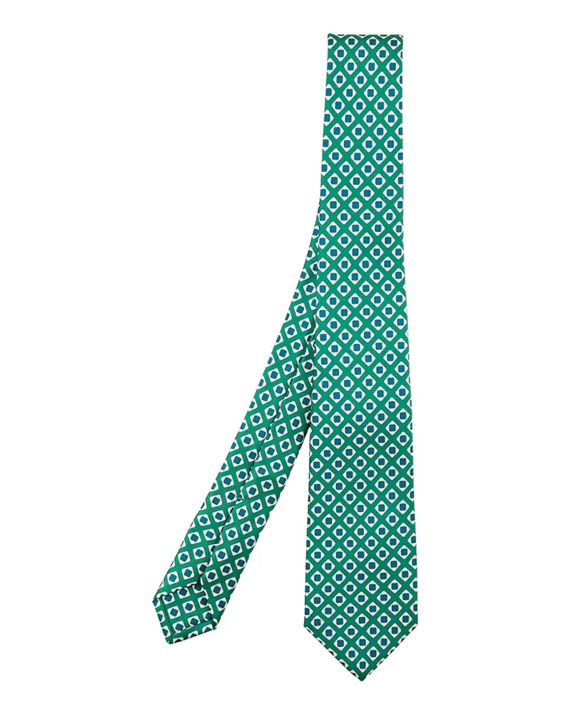 Kiton geometric-pattern tie - Grün Grün