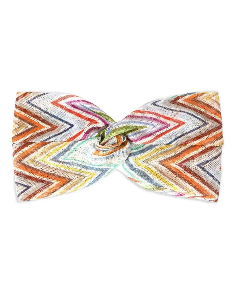 Missoni zigzag-knit twisted headband - Weiß Weiß