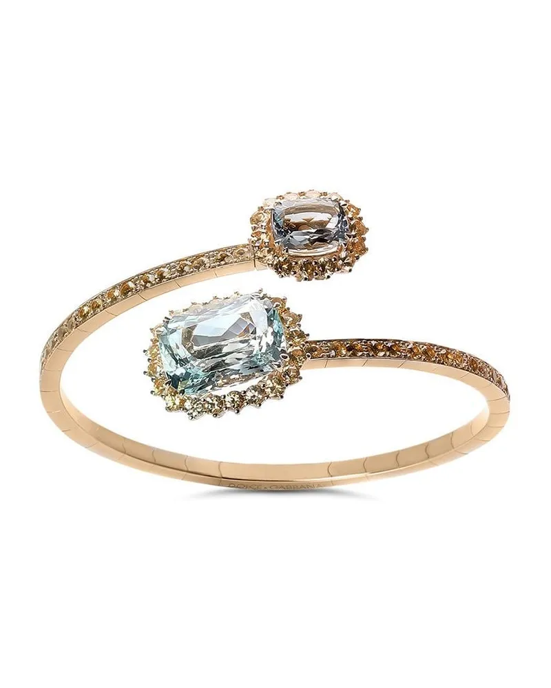 Dolce & Gabbana 18kt Gelbgoldring mit Aquamarin und Saphir Gold