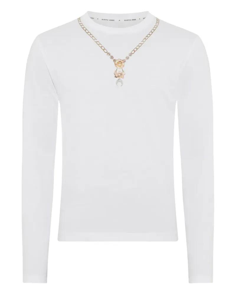 Marine Serre Langarmshirt mit Halsketten-Print - Weiß Weiß