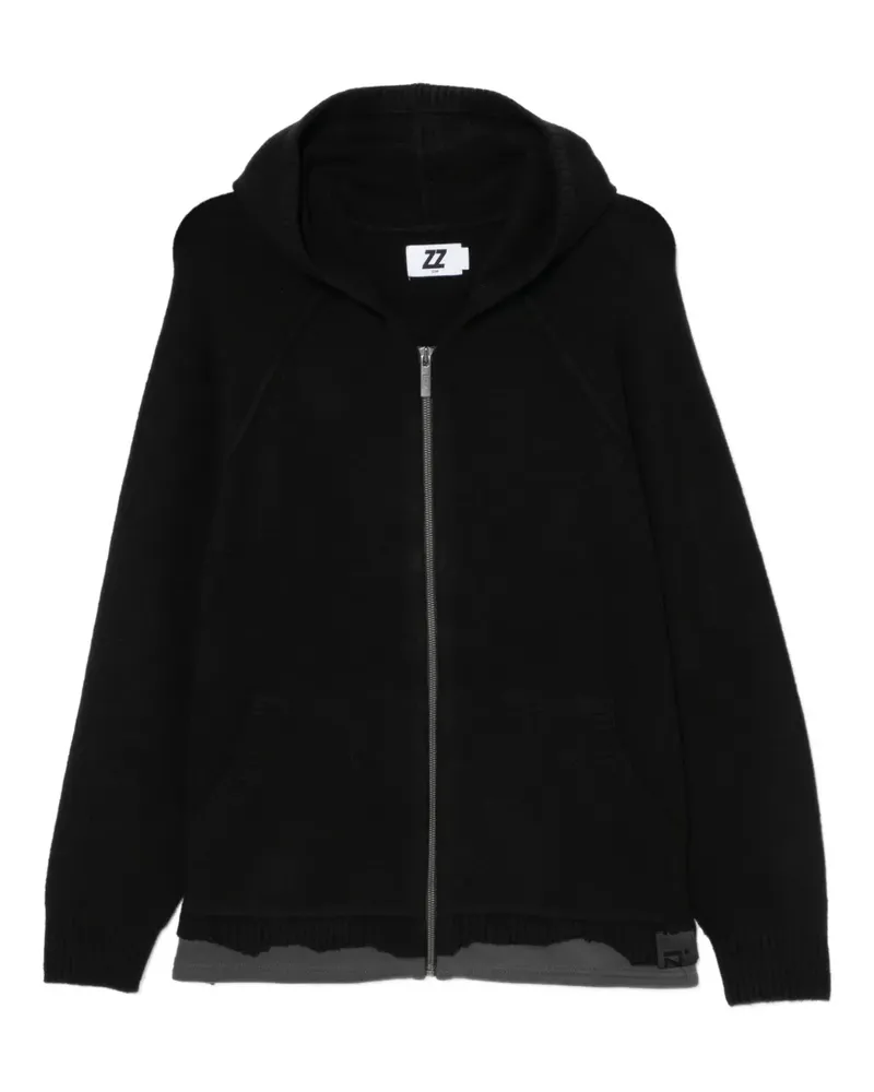 Izzue Cardigan mit Logo-Patch - Schwarz Schwarz