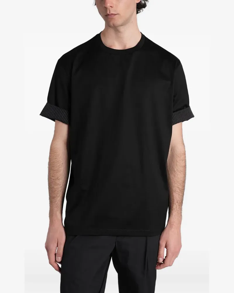 Low Brand pinstripe-cuff T-shirt - Schwarz Schwarz
