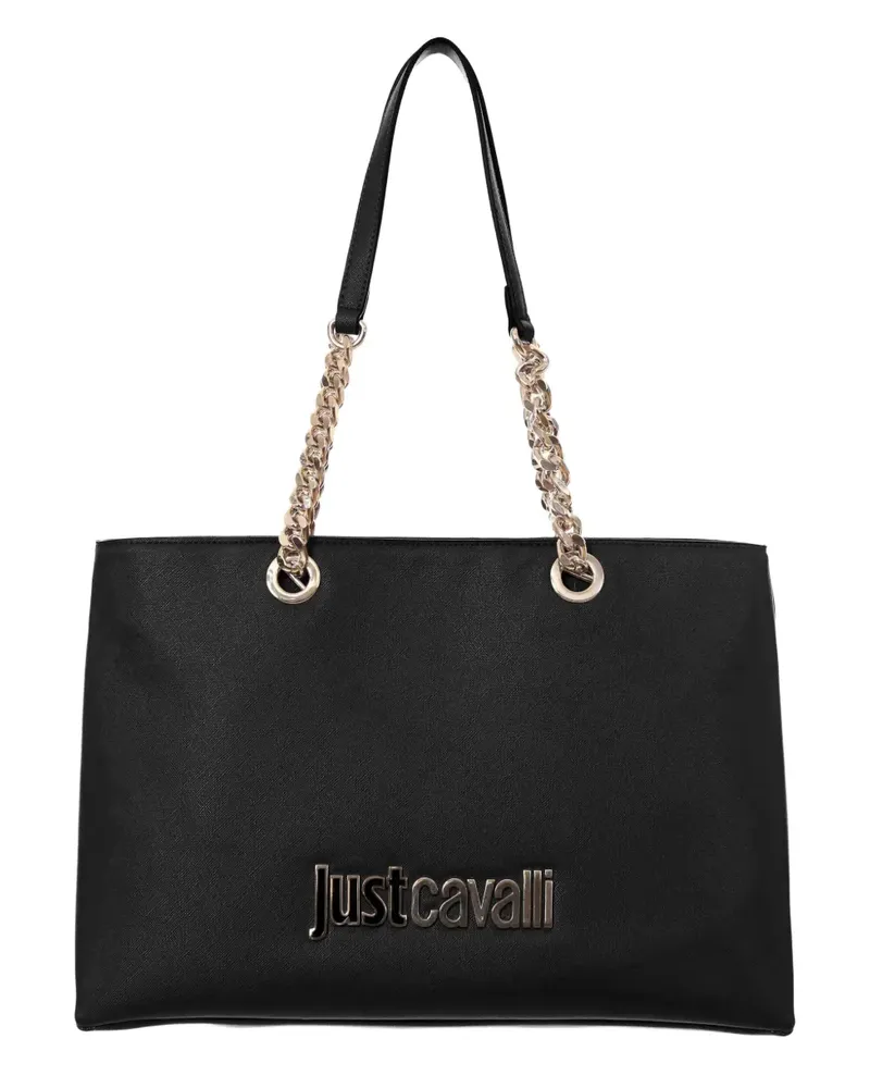 Just Cavalli Tote Bag mit Kettenlogo - Schwarz Schwarz