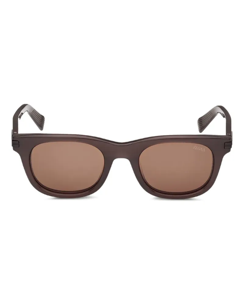 Ermenegildo Zegna rectangle-frame sunglasses - Braun Braun