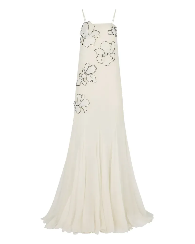 Nina Ricci Maxikleid mit Blumenapplikation - Nude Nude