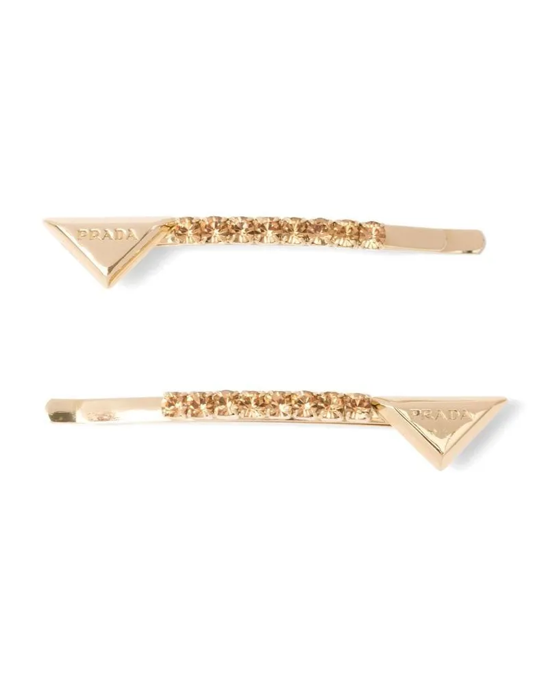 Prada Haarspangen mit Kristallen (2er-Set) - Gold Gold