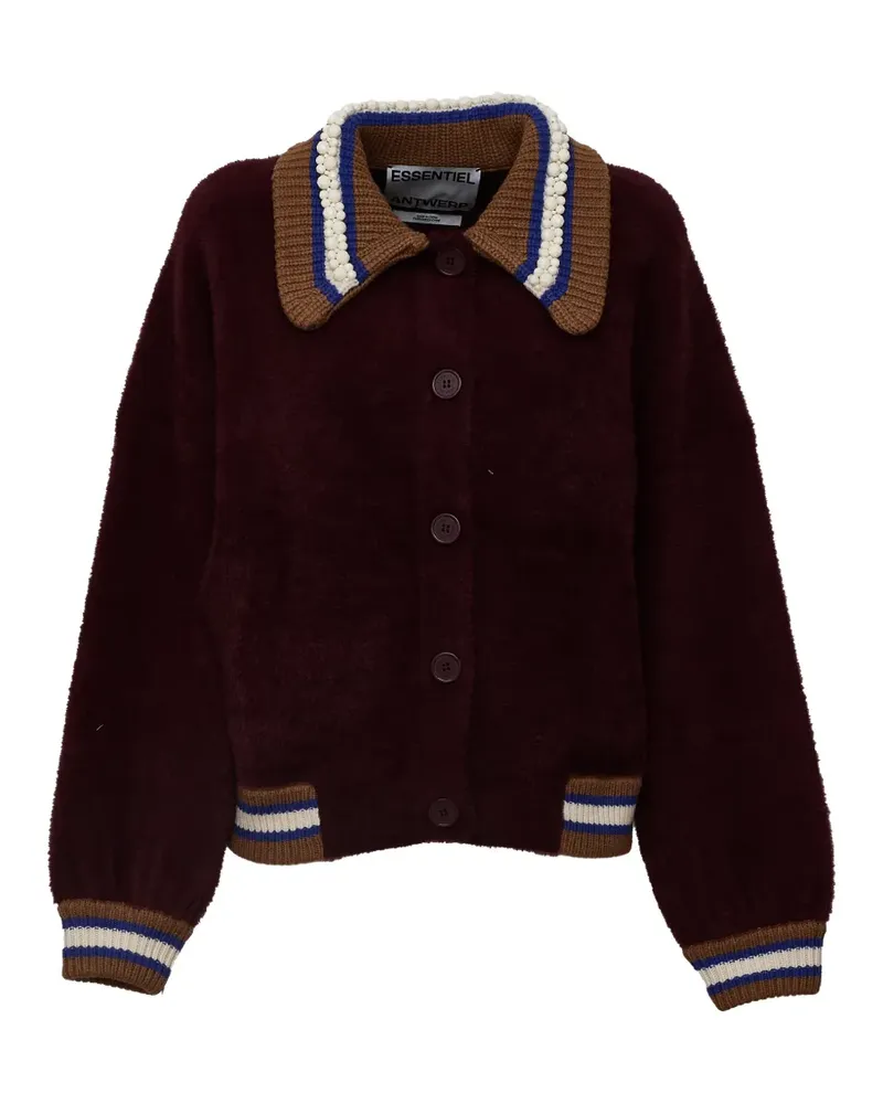 Essentiel Jacke aus Faux Fur mit Kontrastkragen - Grün Grün