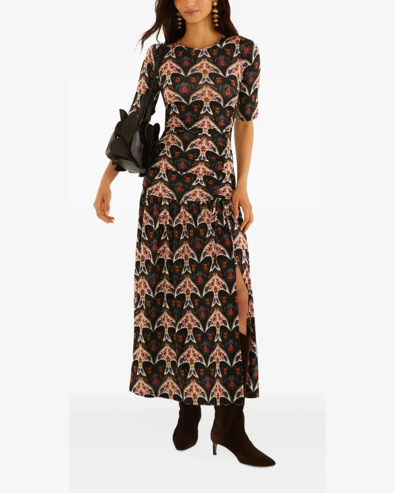 FARM Rio Midikleid mit grafischem Print - Schwarz Schwarz