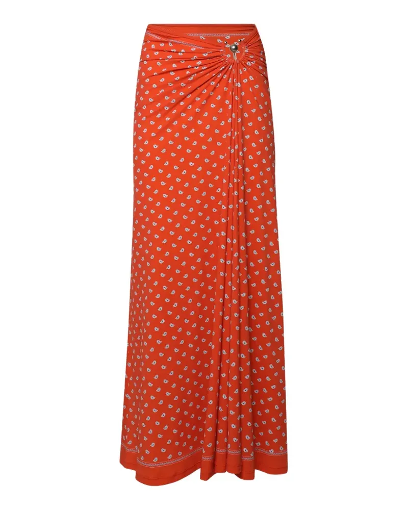 Christopher Esber Orbit bandana-print ruched maxi skirt - Orange Orange