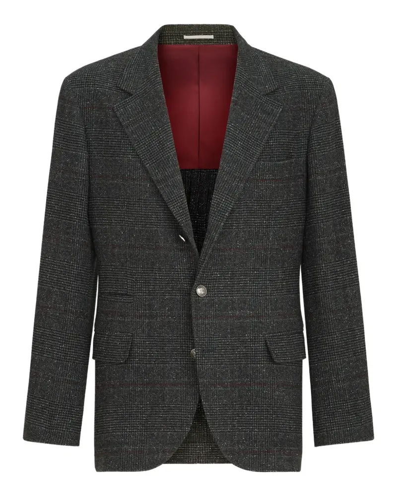 Brunello Cucinelli silk, wool and cashmere Prince of Wales flannel deconstructed blazer - Grau Grau
