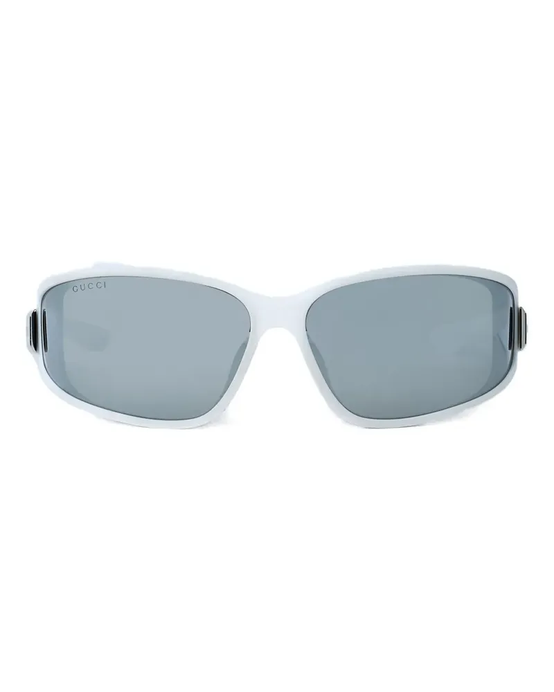 Gucci logo oval sunglasses - Weiß Weiß