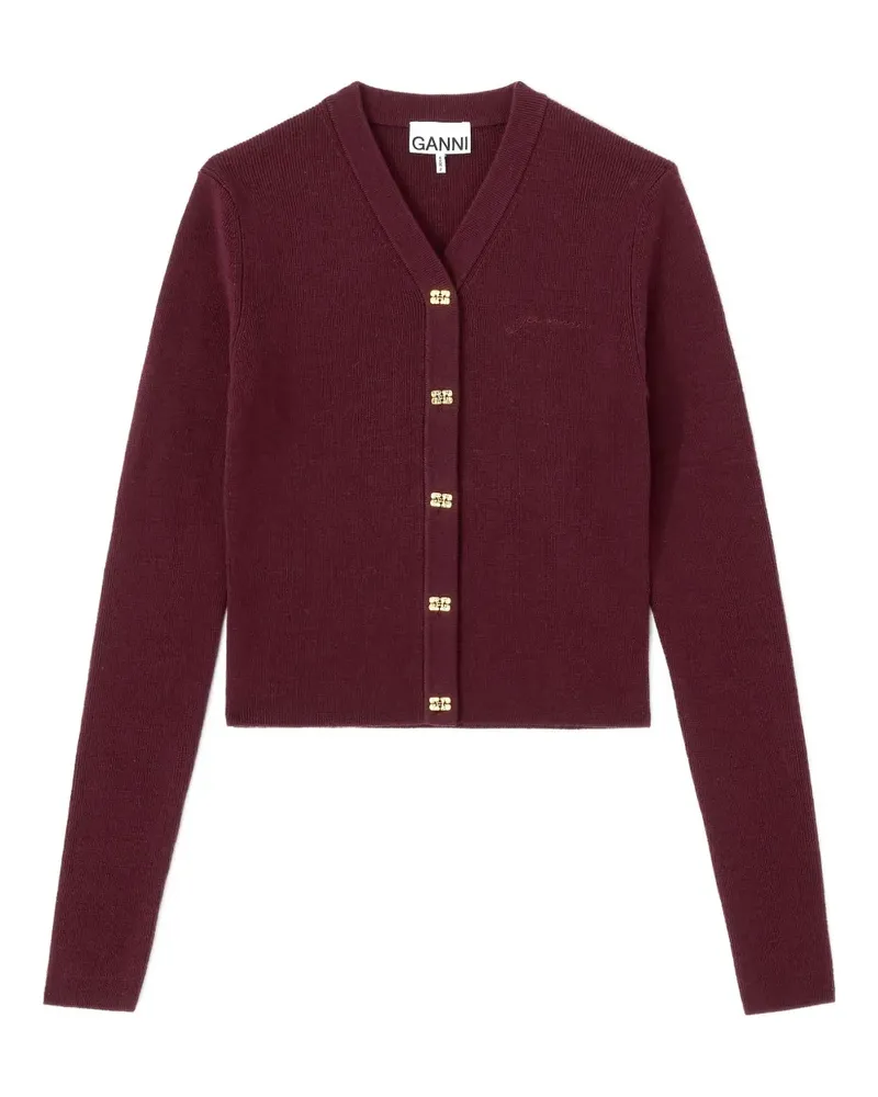 Ganni Cardigan mit V-Ausschnitt - Rot Rot