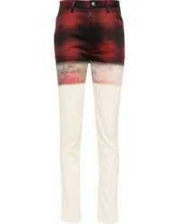 Maison Margiela Karierte Skinny-Jeans Rot