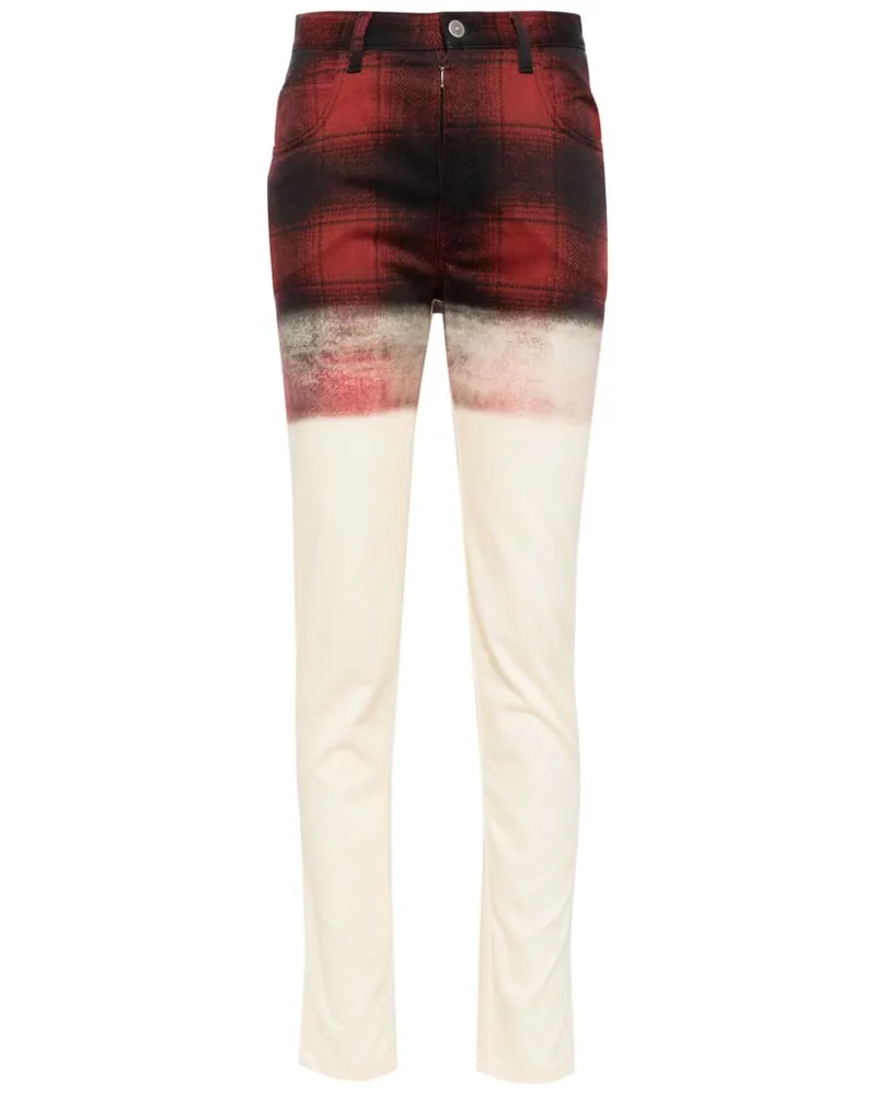 Maison Margiela Karierte Skinny-Jeans Rot