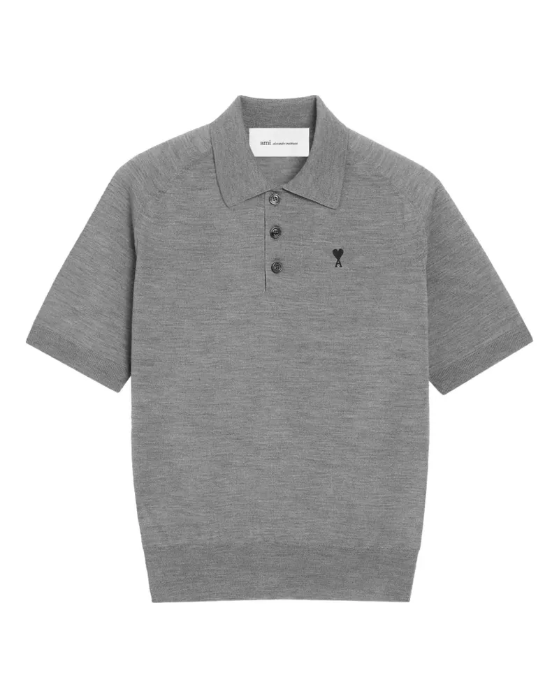 AMI Paris Poloshirt mit Logo-Stickerei - Grau Grau