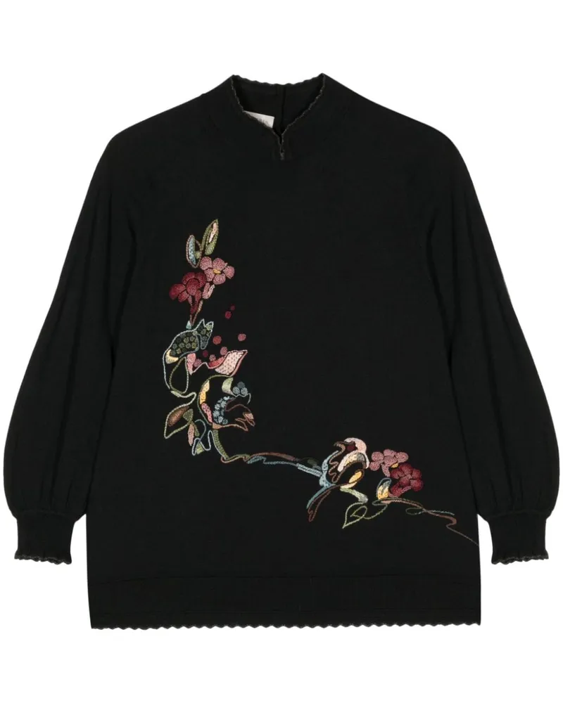 SHIATZY CHEN Pullover mit Blumenstickerei - Schwarz Schwarz