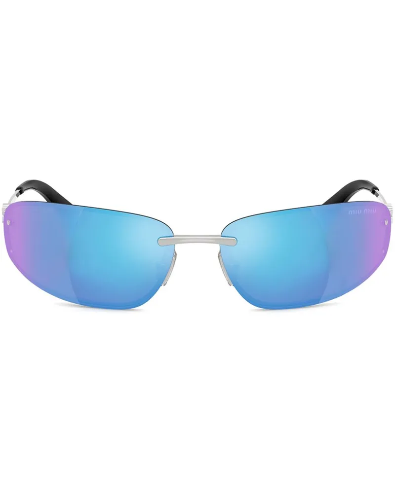 Miu Miu Sonnenbrille mit ovalem Gestell - Silber Silber
