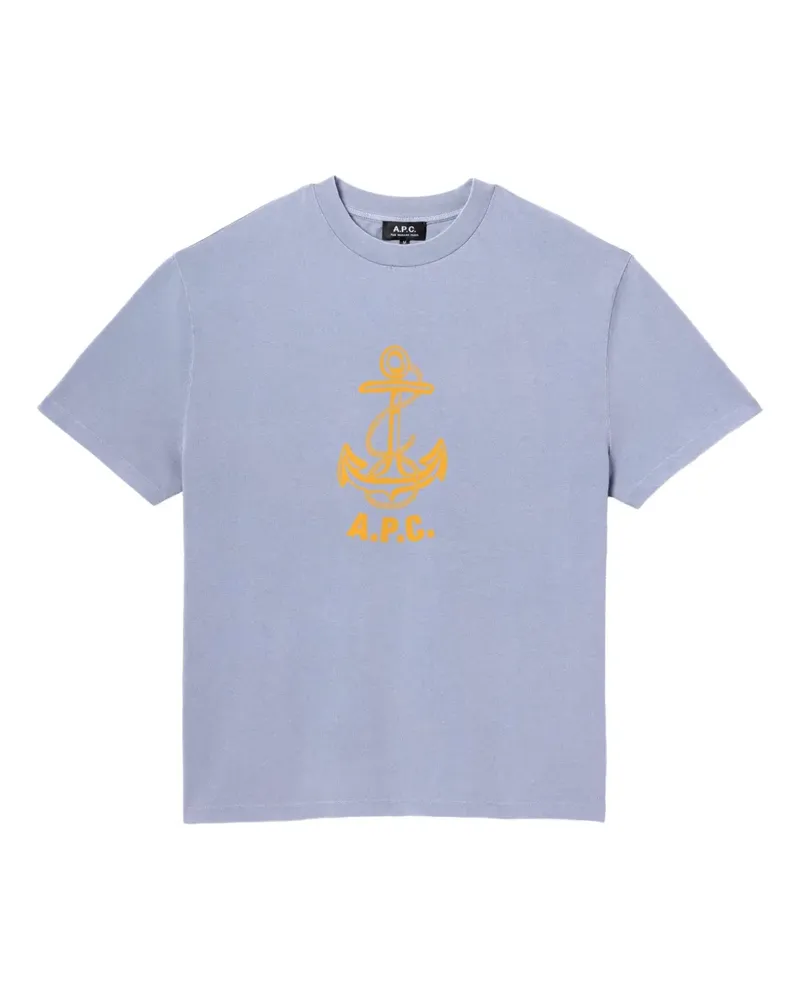 A.P.C. T-Shirt mit Logo-Print - Blau Blau