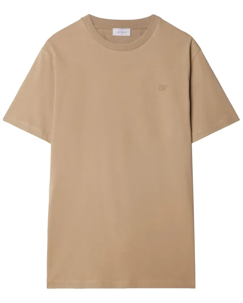 OFF-WHITE T-Shirt mit Logo-Stickerei - Nude Nude