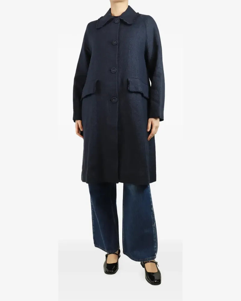 Officine Generale frayed single-breasted coat - Blau Blau