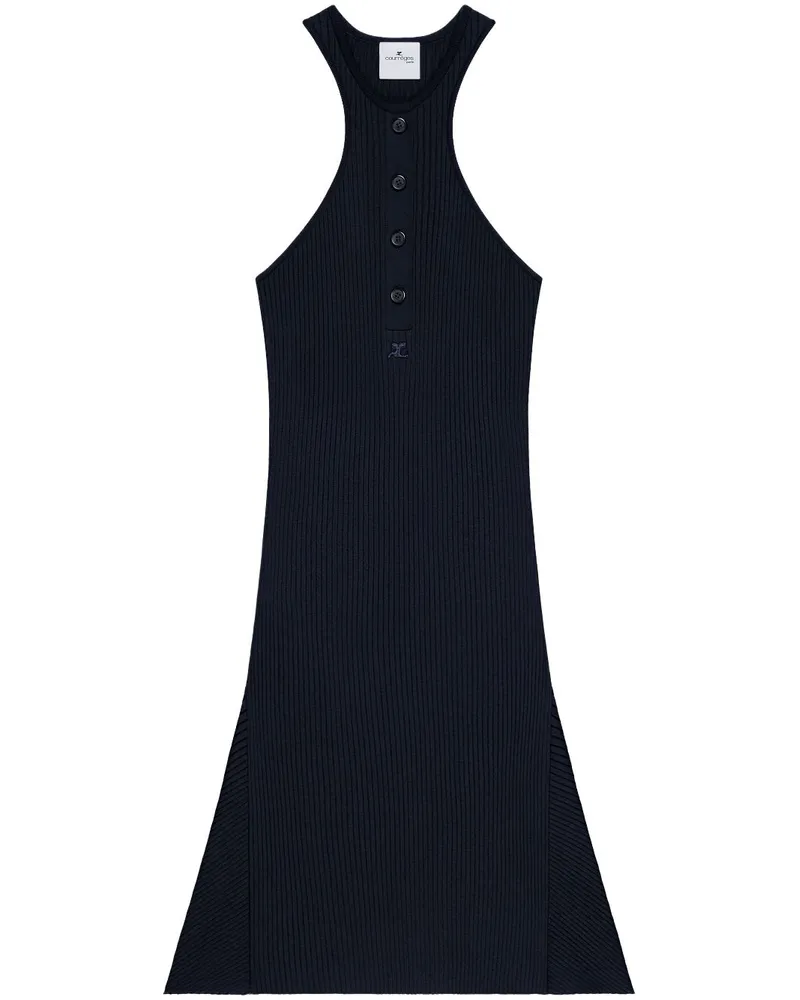 Courrèges Geripptes Strickkleid - Blau Blau