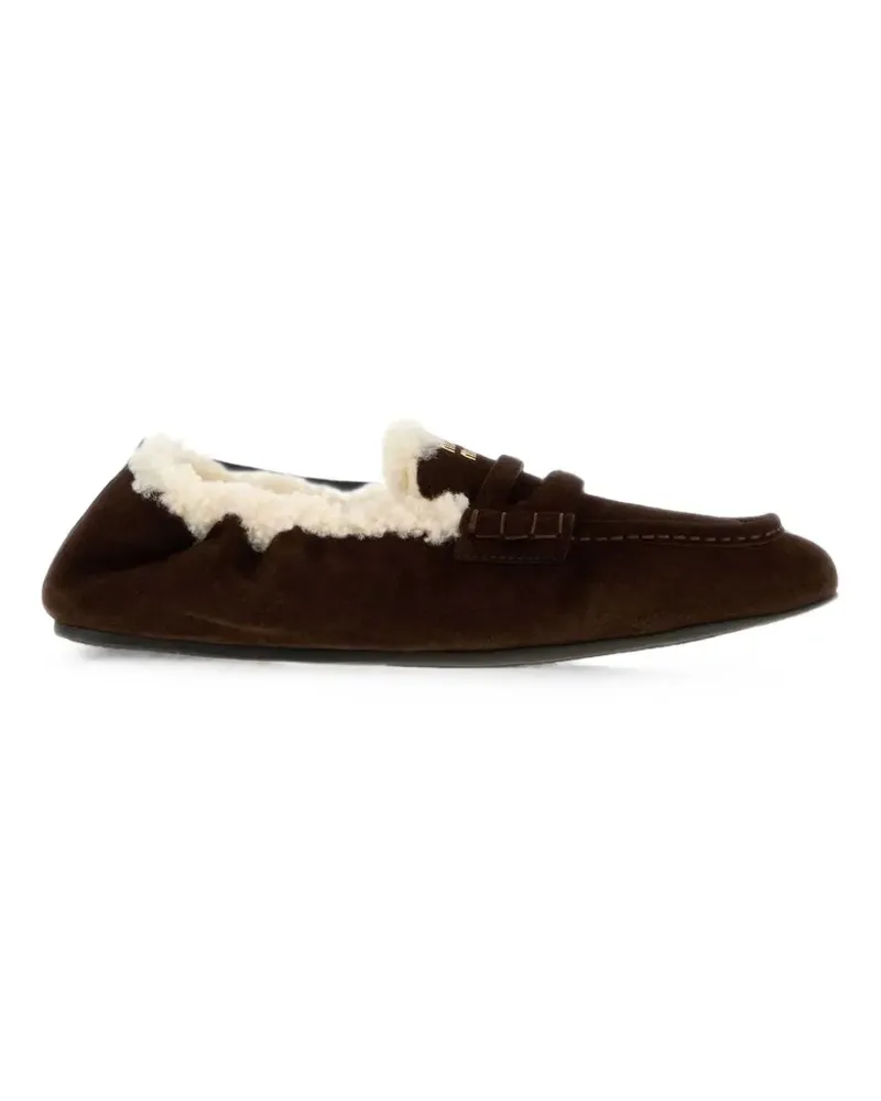 Miu Miu Geraffte Loafer aus Wildleder - Braun Braun