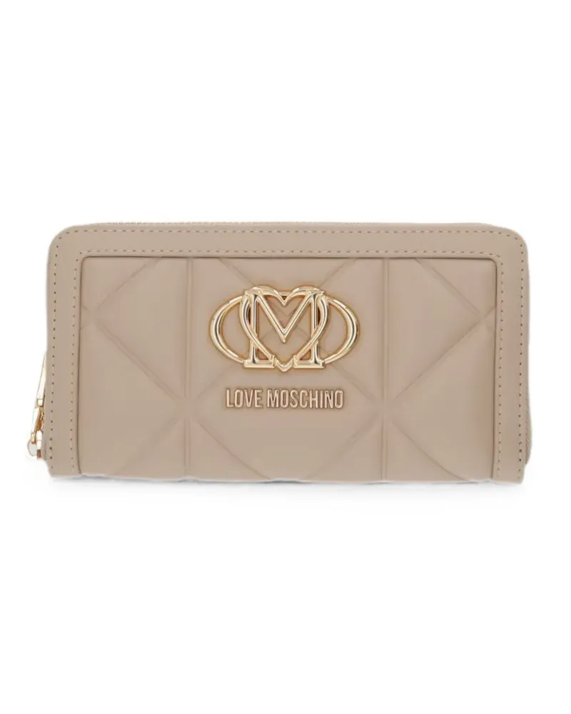 Moschino quilted logo-plaque wallet - Nude Nude