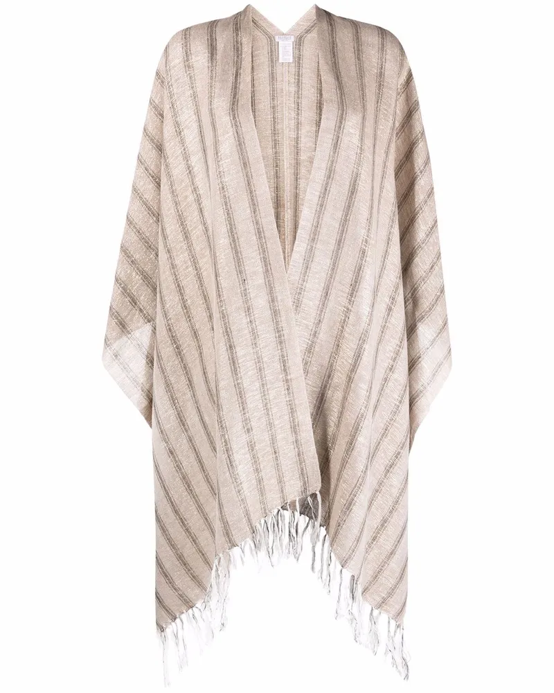 Brunello Cucinelli Gestreifter Poncho aus Leinenmischung - Nude Nude