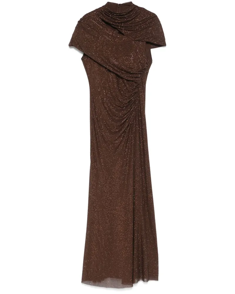 Self-Portrait Midikleid mit Strass - Braun Braun