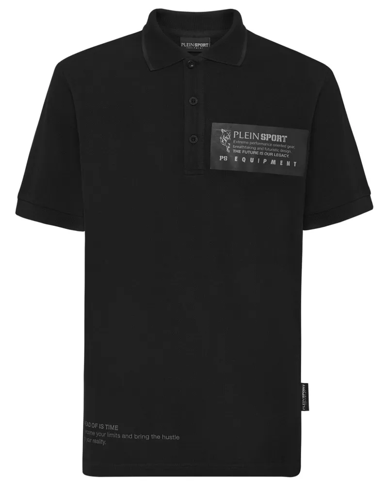 Philipp Plein Pikee-Poloshirt mit Logo-Print - Schwarz Schwarz