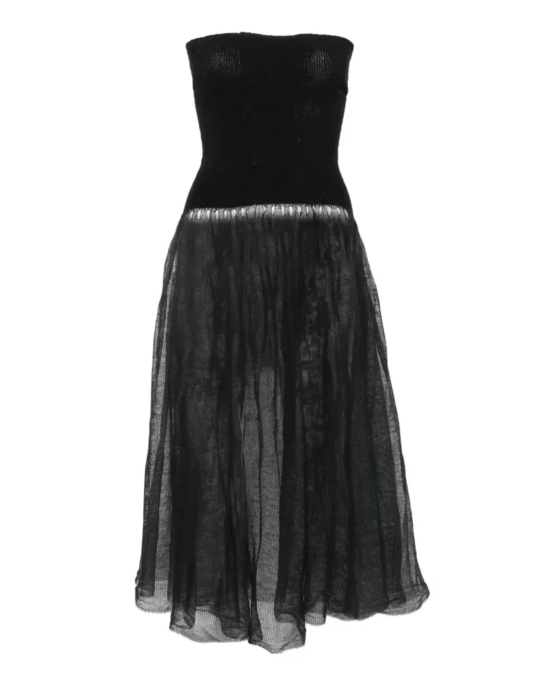 Paloma Wool Schulterfreies Melo Midikleid aus Sheer-Strick - Schwarz Schwarz