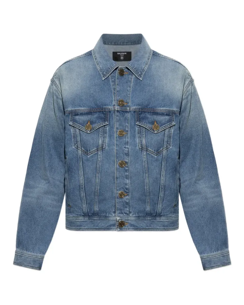 Balmain logo-embossed denim jacket - Blau Blau