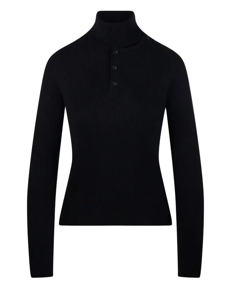 Federica Tosi Gerippter Pullover mit Stehkragen - Schwarz Schwarz