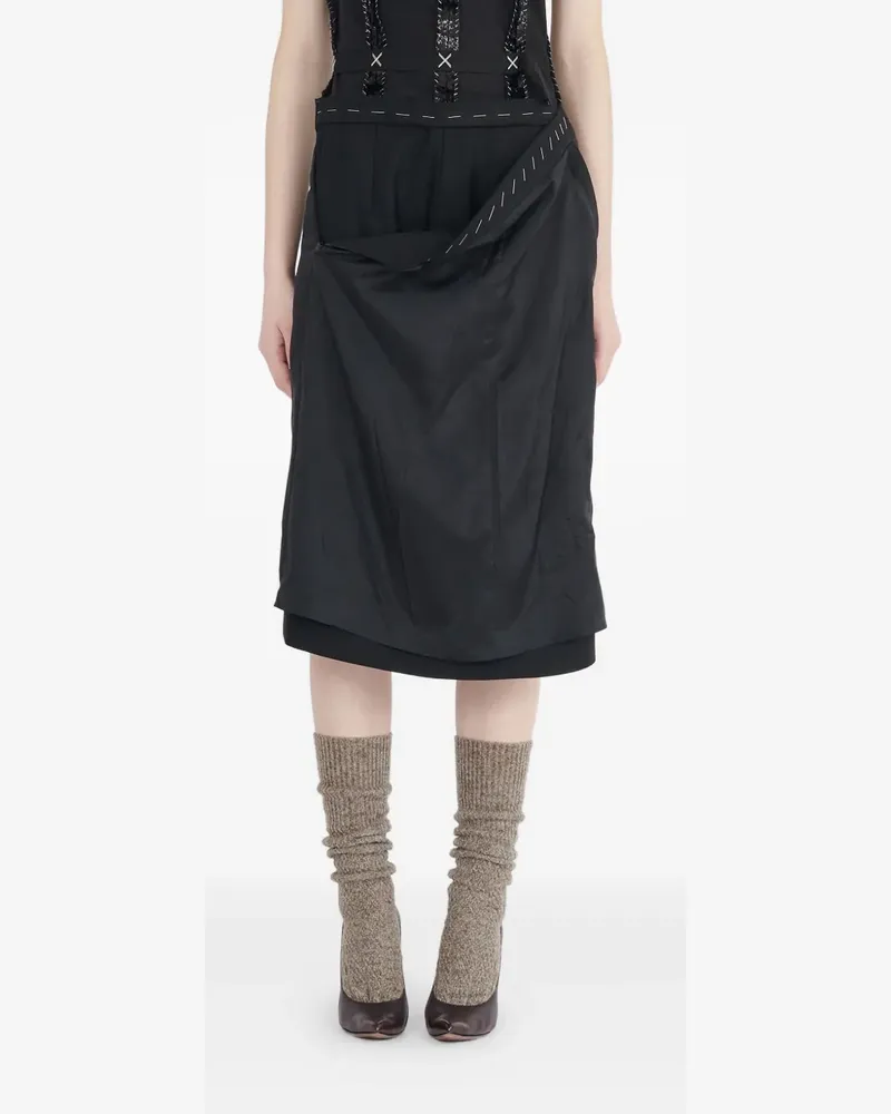 Maison Margiela Schulterfreies Midikleid - Schwarz Schwarz