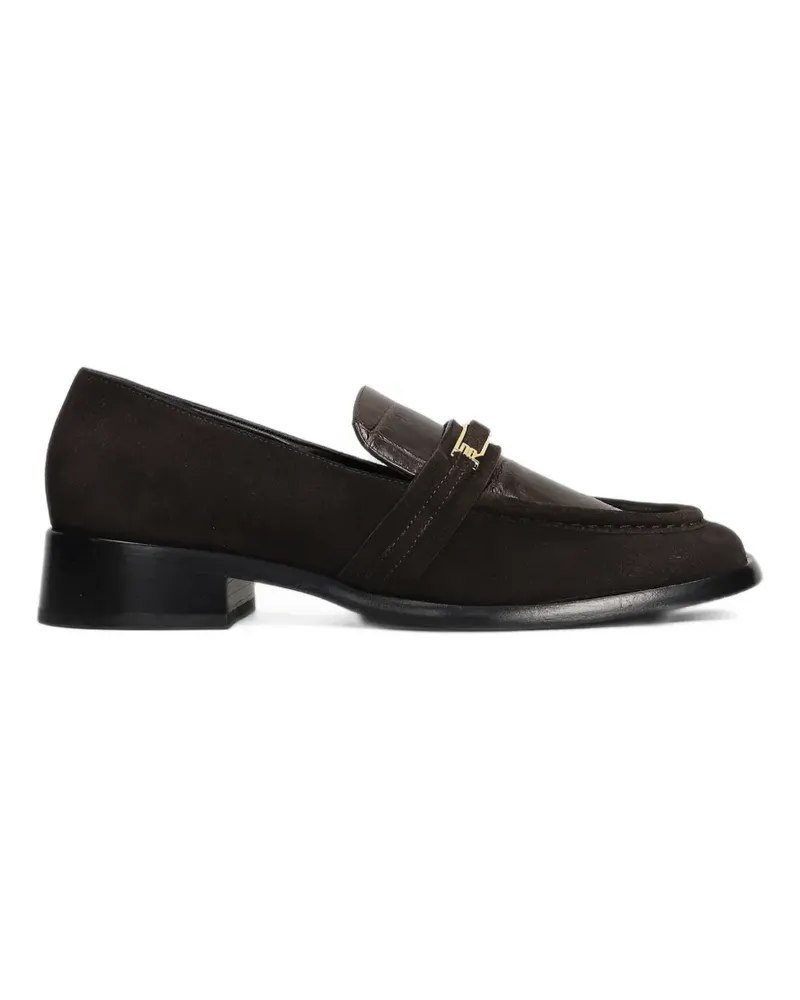 Sergio Rossi Bitt Loafer mit Einsätzen in Kroko-Optik - Braun Braun