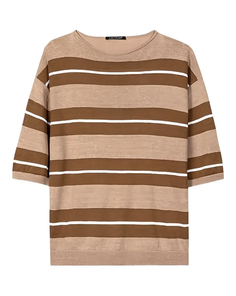 Luisa Cerano striped short sleeve blouse - Nude Nude