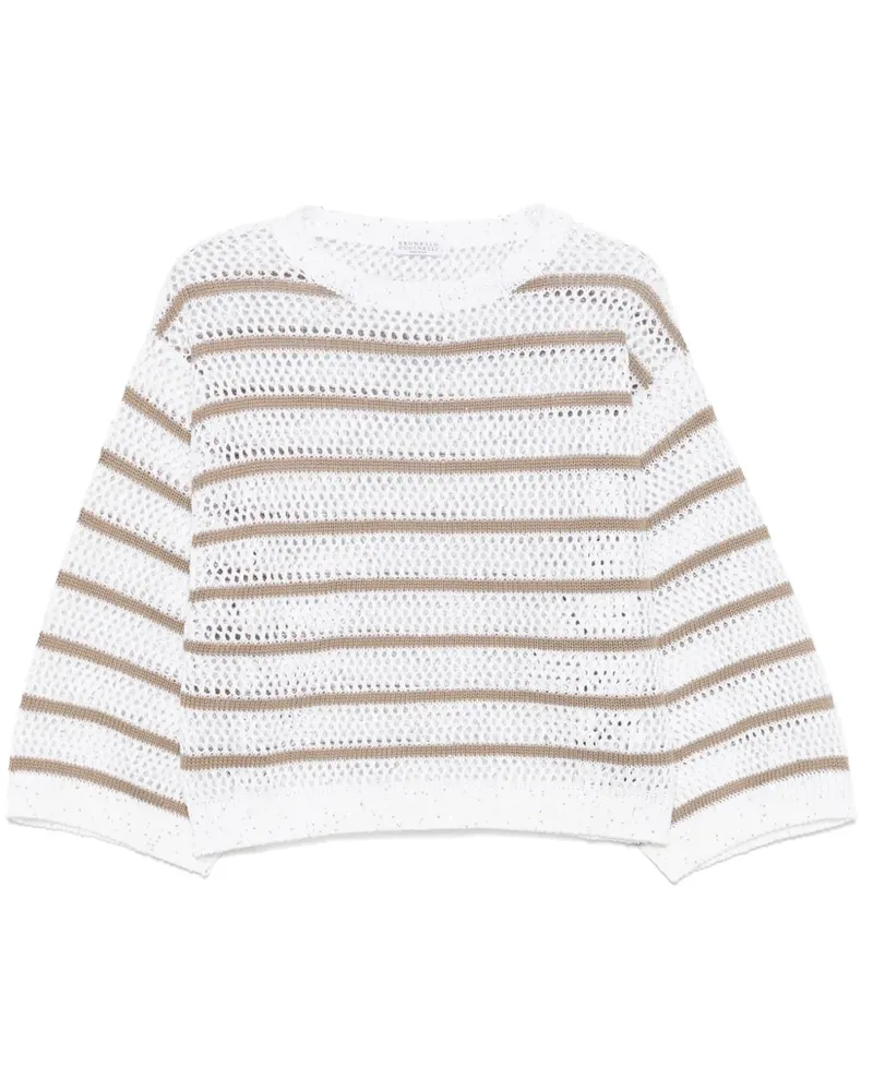 Brunello Cucinelli Gestreifter Pullover - Weiß Weiß
