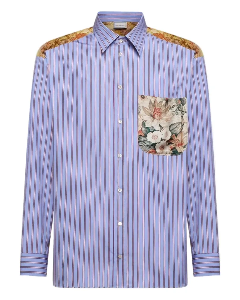 Pierre-Louis Mascia Gestreiftes Alotho Hemd mit Blumen - Blau Blau