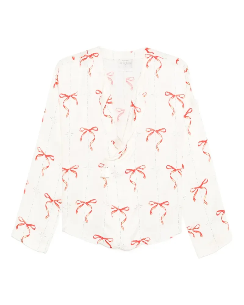 forte_forte Hemd mit Print - Weiß Weiß