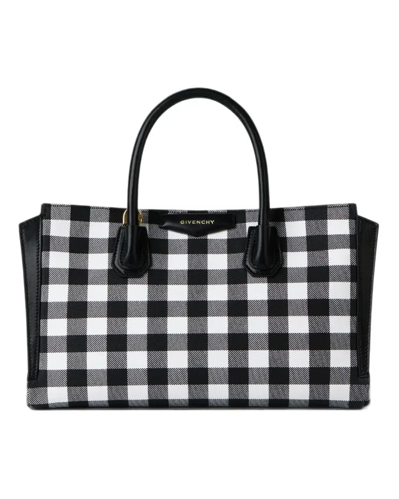Givenchy Kleine Antigona Catchall Tasche aus kariertem Canvas - Weiß Weiß