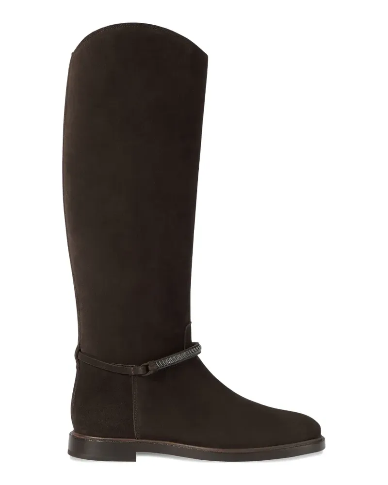 Brunello Cucinelli Wildlederstiefel mit elegantem Riemen - Braun Braun
